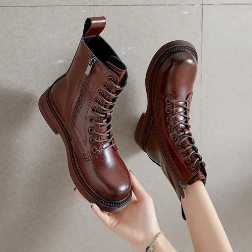Botas Estilo Británico Botas Retro De Tubo Medio