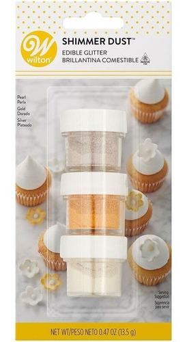 Set X3 Glitter Comestible Perlado Wilton Reposteria Belgrano