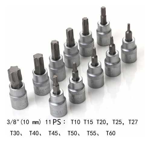 N Juego De Dados Y Puntas 3/8 Torx, 34 Pz, Kit Master