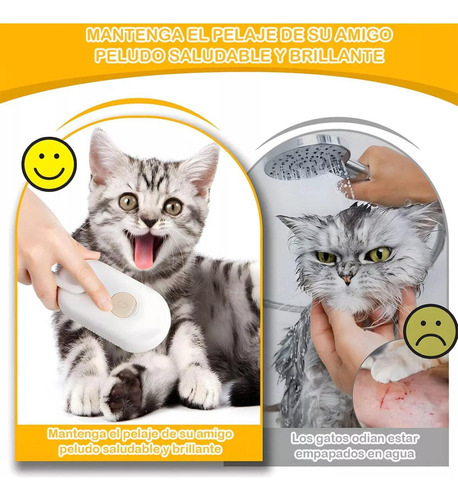 Cepillo De Depilación A Vapor 3 En 1 Para Mascotas, Gatos Y