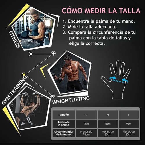 1 Par Guantes Para Gym Con Protección Muñequeras Guantes