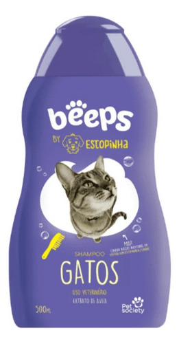 Shampoo Beeps Estopinha Para Gatos 500ml Fragrância Aveia