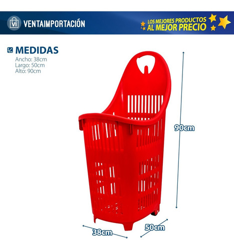 Imagen 4 de 5 de Changuito Compras Carro Supermercado 4 Rueda Giro 360 Sufin