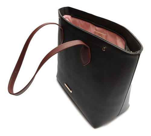 Imagem 4 de 6 de Bolsa Grande Feminina Shopping De Ombro Preta - My Shoes