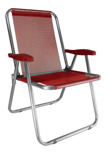Cadeira Praia Max Alumínio Oversize Reforçada Até 140kg Zaka Cor Vermelho