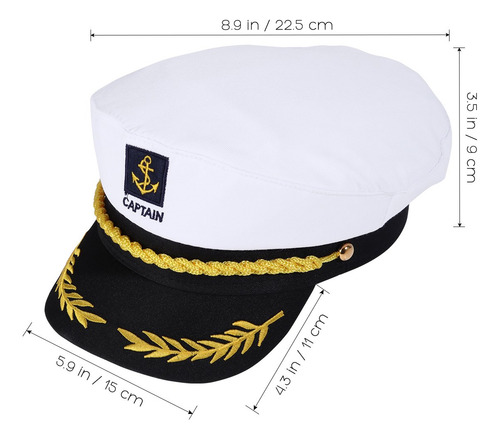 Gorra De Marinero Ajustable Captain's Hat Luoem, Blanca