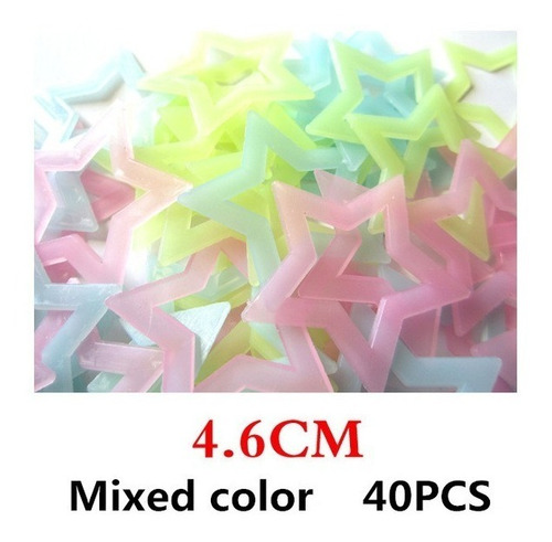 40 Estrellas Fluorescentes Grandes 4.6cm Plásticas De Color