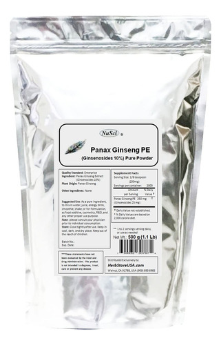 Nusci Extracto Panax Ginseng Polvo 10% Ginsenósidos 100g