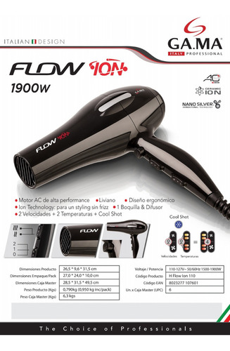 Imagen 2 de 2 de Secador Flow Ion Gama Italy
