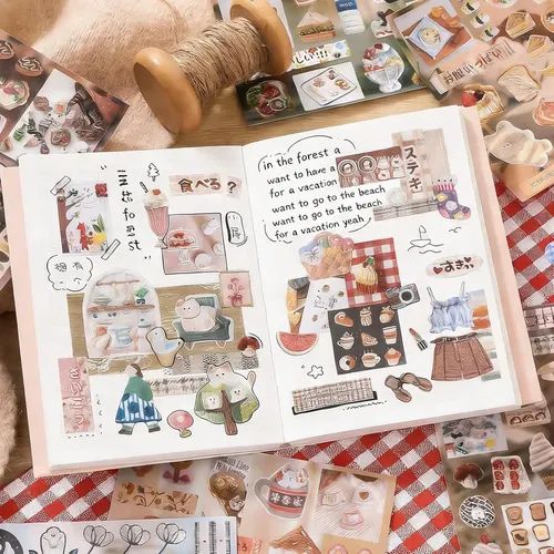 Livro De Adesivos Japonês Retrô De 800 Unidades Br09pf18x