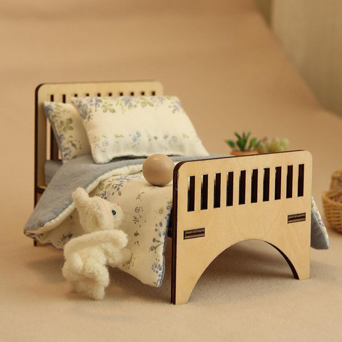Cama En Miniatura De Muñeca, Muebles De Casa De Floral