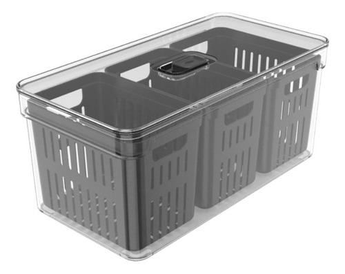 Organizador Com Cesto Triplo 5l Clear Fresh Ou - Preto