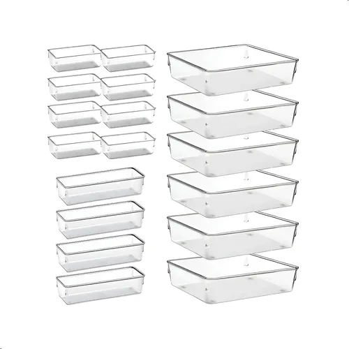 Kit 18 Organizador Multiuso Modular Gavetas Acrilico Cristal Cristal