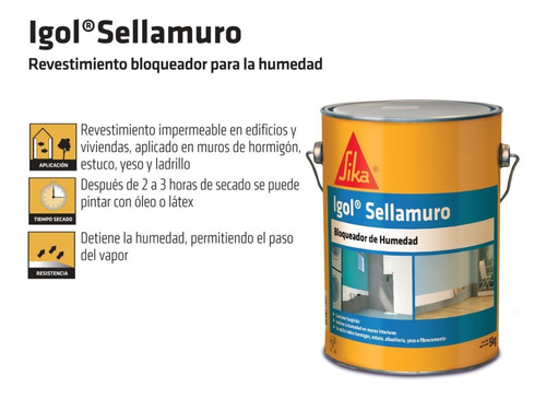Igol Sellamuro Revestimiento Bloqueador Humedad De Muros 5kg