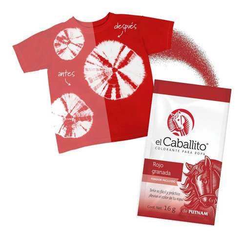 Colorante Caballito Teñir Telas Ropa Tye Rojo Granada (2pz)