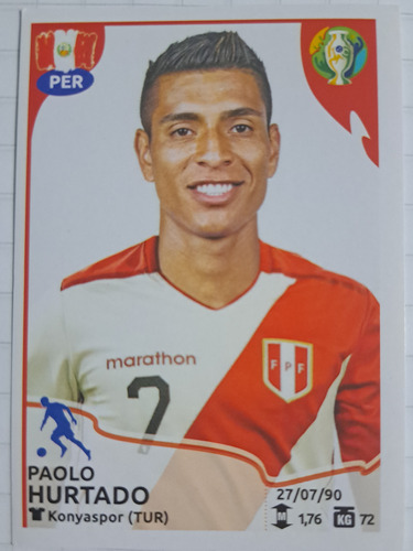 Lámina Álbum Copa America Brasil 2019 Paolo Hurtado #97