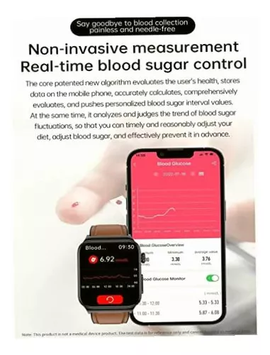 Reloj Inteligente De Glucosa En Sangre ECG+PPG HRV For Mujeres Y