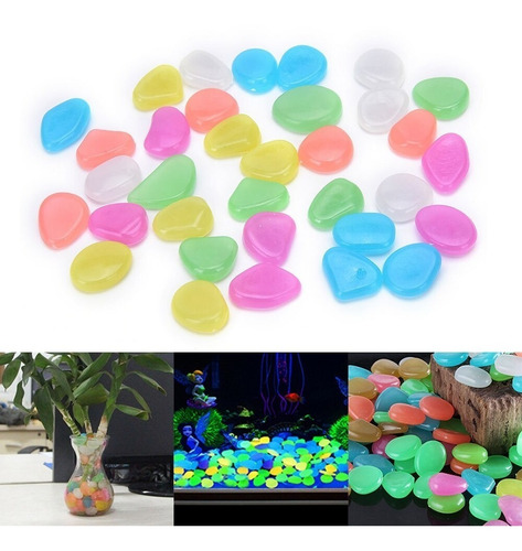 Imagen 4 de 7 de 100 Piezas Piedras Luminosas Flúor Decorativas Guijarros