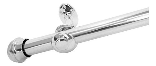 Kit Varão Simples Fino 3,50 Metros Cromado 19mm P/ Cortina Cor Prateado