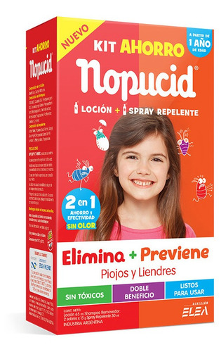 Imagen 1 de 1 de Nopucid Kit Ahorro Loción + Spray Repelente A Partir 1 Año
