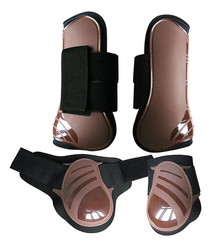 De 4 Peças De Botas Dianteiras Para Cavalos, Marrom Gg