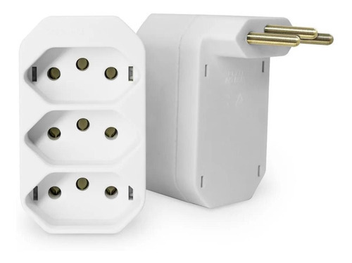 Adaptador Tomada Tipo Te Benjamin 3x3p 10a 250v Branco Pezzi