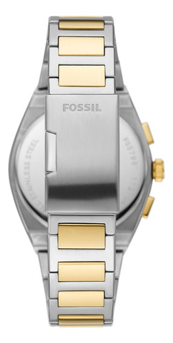 Relógio Fóssil Masculino Social Bicolor Fs5796/1dn Bisel Dourado Fundo Dourado