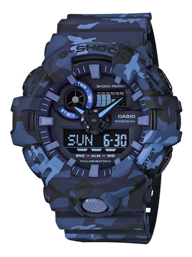 Relógio Casio G-shock Masculino Camuflado Azul Ga-700cm-2adr