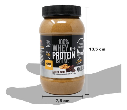Crema De Cacahuate Con Cacao + Whey Protein Isolate 470g.