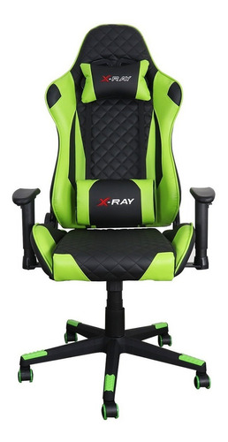 Cadeira de escritório Elidy X-Ray Youtuber Xtreme Gaming gamer ergonômica  verde com estofado de couro