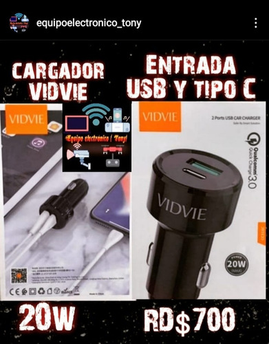 Cargador Original Vidvie Para Carro