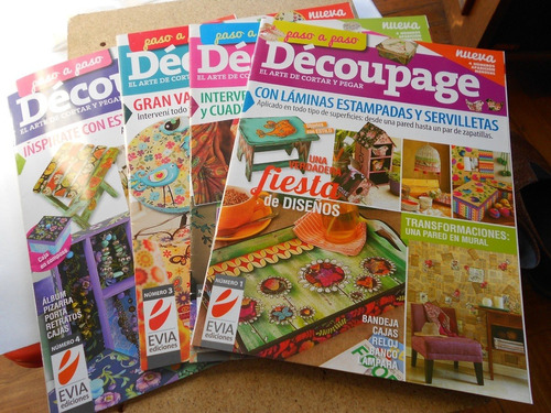 Cuatro Revistas Decoupage Paso A Paso N°1 - 2 - 3 Y 4 - 2014