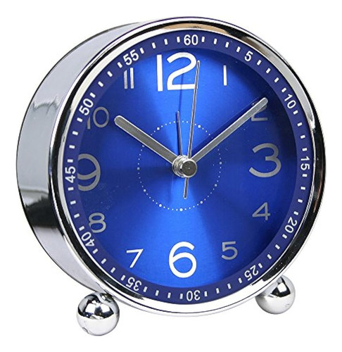 Alarm Clock,4 Inch Round Table Clock, Non-ticking Silen...