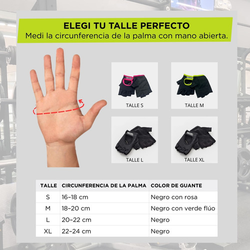 Guantes Gimnasio Gym Mujer Hombre Mir Pesas Fucsia Lisa S