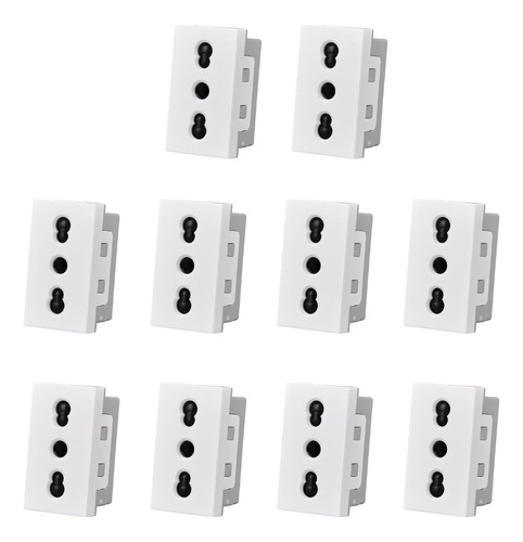 Pack 10 Modulo Tomacorriente 10/16a 250v Blanco