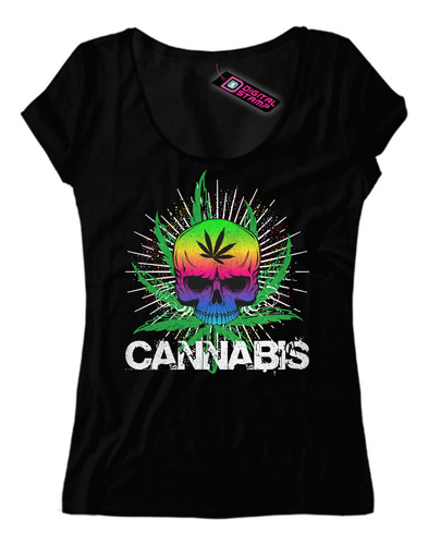 Remera Mujer Cannabis Marihuana Calavera Chala Can7 Dtg