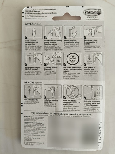 Kit 4 Piezas Baño 3m Command Tiras Colgantes Resistente