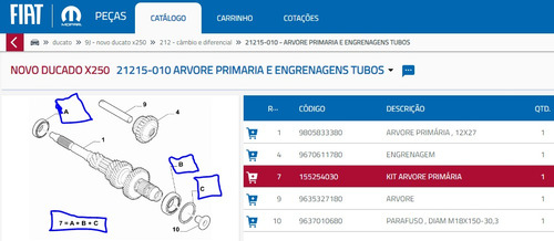 Kit Rolamento Eixo Primário 6 Marchas Fiat Ducato Scudo