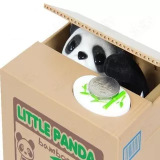 Alcancía Oso Panda Robamonedas Negro Con Blanco Oferta