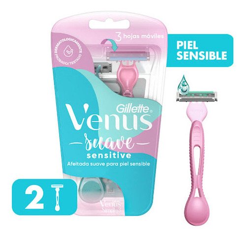 Máquinas De Afeitar Venus Suave Sensitive Skin Elixir X 2 Un