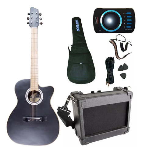 Guitarra Electroacustica Con Funda + Amplificador 5w Prm