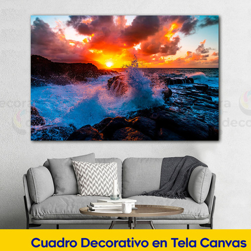 Cuadro Canvas Puesta De Sol Sobre El Mar Elegante 60x40