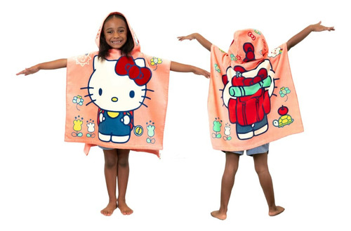 Poncho De Toalla Hello Kitty Para Niños Playa Piscina 61 X 5
