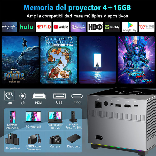 Proyector Profesional 8k Android Wifi Hd 1080p Con Dolby