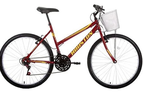 Bicicleta Aro 26 Com 21 Marchas Com Cesto Foxer Maori Housto Cor Vermelho