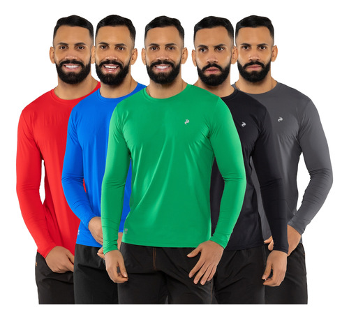 Kit 5 Camisas Térmicas Proteção Uv Solar Radar Segunda Pele