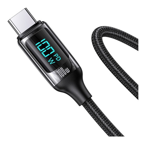 Cable Usb Tipo C A Tipo C Carga Rápida 100w 5a Con Display Color Negro