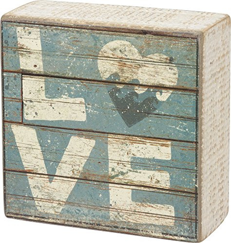 Love - Cartel Estampado De Tablones De Playa Aqua Marin...