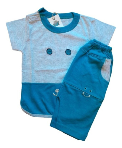 Conjunto Bebé Bermuda Remera Marinero Bordado