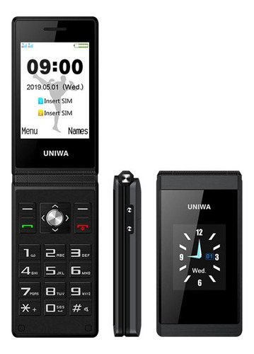 Teléfono Móvil Uniwa Ancianos Flip Dual Sim